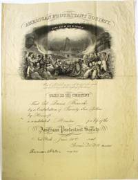 DOCUMENT SIGNED, BY THOMAS DE WITT, PRESIDENT OF THE AMERICAN PROTESTANT SOCIETY, AND HERMAN NORTON, ITS CORRESPONDING SECRETARY, CERTIFYING THAT COLONEL DARIUS BRANCH IS A LIFE MEMBER OF THE SOCIETY. DATED AT NEW YORK, JUNE 21, 1848 by American Protestant Society - from David M. Lesser, Fine Antiquarian Books LLC (SKU: 31210)