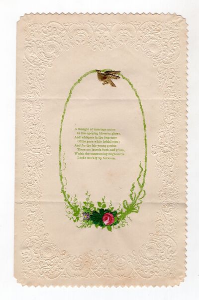 Elegant and Finely Produced Marriage-Themed 8vo Valentine with Victorian Scrap