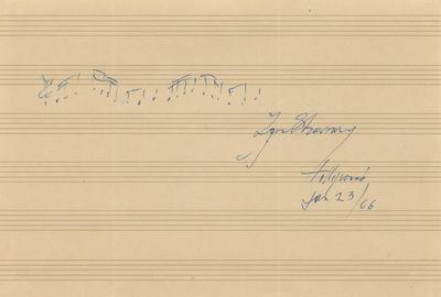 Autograph musical quotation from Petrushka. Signed in full
