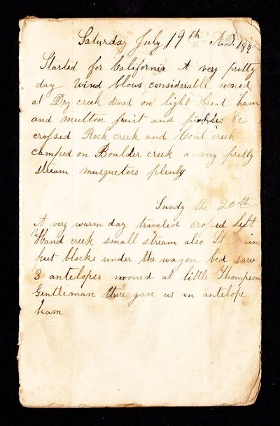 [Manuscript journal of a trip from Colorado to California.]