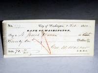Original 1842 Paymaster's Check to Washington, D.C. Officer, Lt. Josiah Watson, February 1, 1842