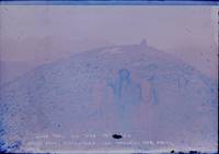 Glass Negative of an Old Prospector and His Donkeys at the Summit of Grays Peak, Colorado