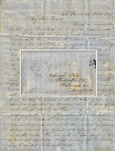 1848 – A letter from a woman in Ash Glen, Pennsylvania welcoming her brother’s fiancé into the family