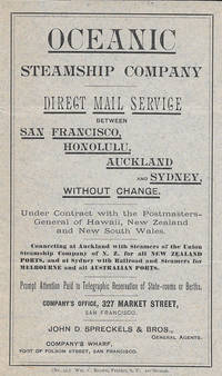 image of Oceanic Steamship Company - San Francisco, Hawaii, New Zealand, New South Wales