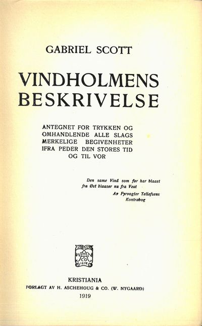 Vindholmens beskrivelse. Antegnet for trykken og…