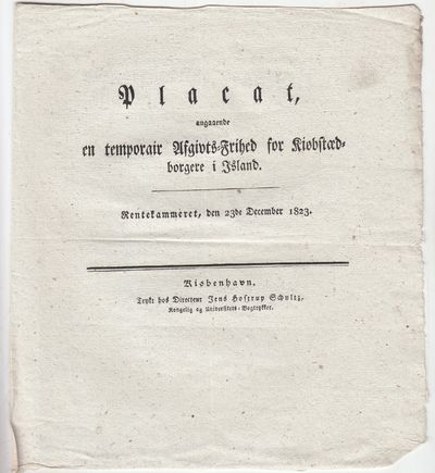 Placat, angaaende en temporair Afgivts-Frihed for…