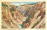 Yellowstone Canyon from Brink of Falls, 1929 unused linen Postcard