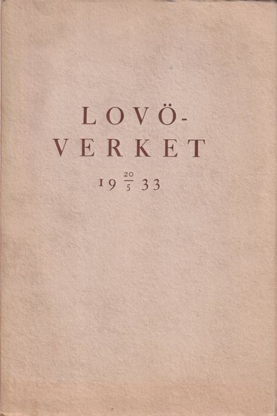 Lovöverket 20/5 1933 [= omslagstitel].