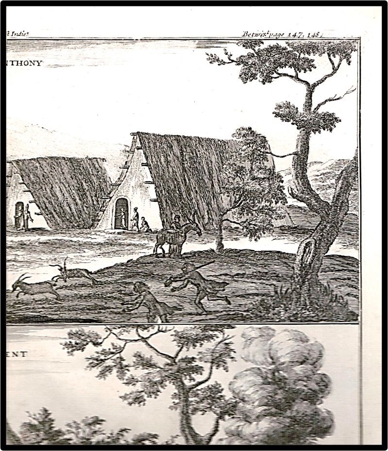 Copperplate 18th Century Engraving Two views of villages on the Islands