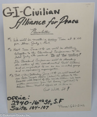 GI - Civilian Alliance for Peace. Newsletter