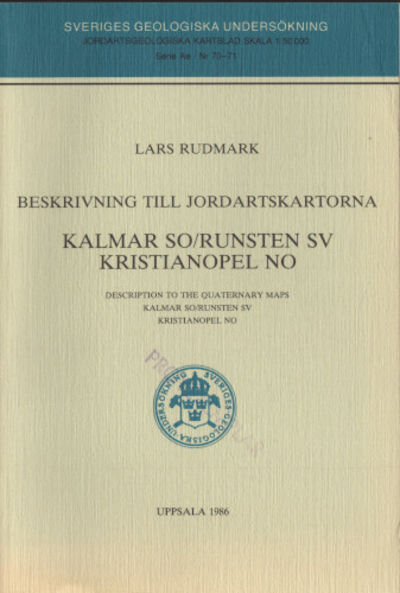 BESKRIVNING TILL JORDARTSKARTORNA KALMAR SO/…