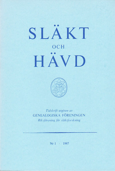 Släkt och Hävd 1987:1-4.