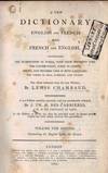 A New Dictionary English and French and French and English. Volume the Second (English-French), Parts 1 & 2