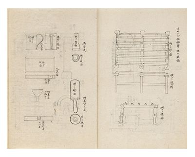 Manuscript on paper, entitled on first leaf of Vol. I: “Hakuhō shinpen” 舶砲新編 [“New Writings on Naval Artillery”]
