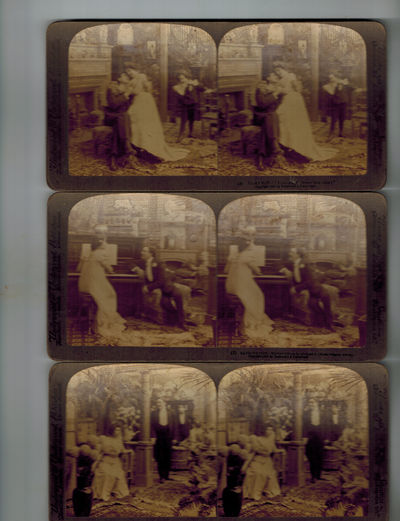 Set of 18 Stereo Cards Depicting a Courtship, Wedding, Firstborn, Etc., Entitled "Admiration, Expectation, Elation ...Subjugation"