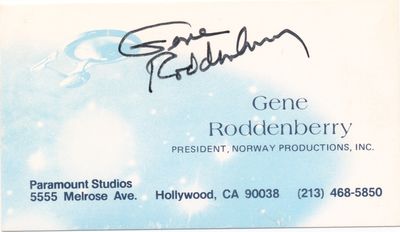 Star Trek's creator Signature on Star Trek Visiting Card