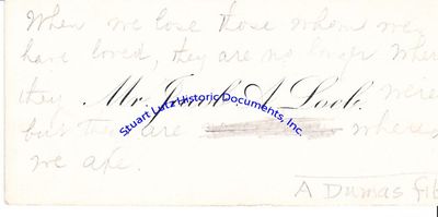 Alexandre Dumas Fils, Son Of Famous Namesake Father, Writes And Signs Condolence Card