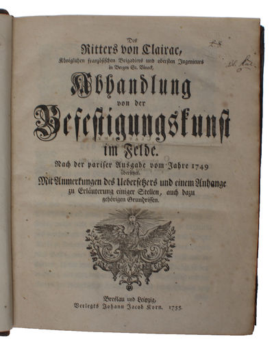 Abhandlung von der Befestigungskunst im Felde. Nach der pariser Ausgabe vom Jahre 1749 übersetzet. Mit Anmerkungen des Uebersetzers und einem Anhange zu Erklärung einiger Stellen, auch dazu gehörigen Grundrissen. (photo 4)