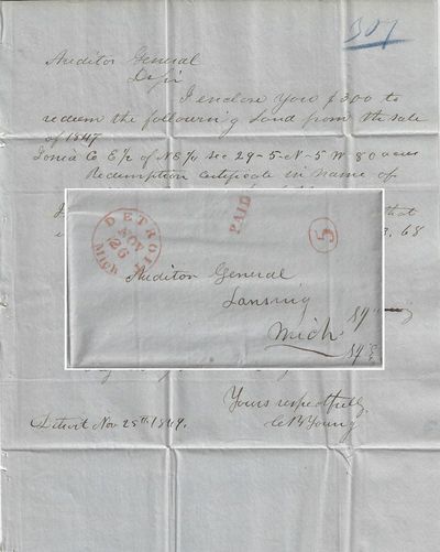 1849 – Letter regarding the private purchase of public lands in Michigan