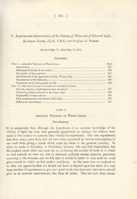 SPEED OF LIGHT: "Experimental Determination of the Velocity of White and of Coloured Light" (Philosophical Transactions of the Royal Society of London, Vol. 173 for the Year 1883, Part I & II, pp. 231-289)