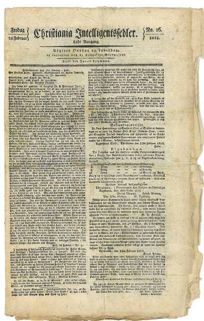 Seks numre fra årgangen 1815 , nr. 16, 17, 24,…