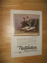 1921 Vintage Color Illus Ad Nettleton Sport Shoes with Golf Clubs, Marmon Auto