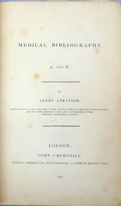 Medical Bibliography. A. & B.
