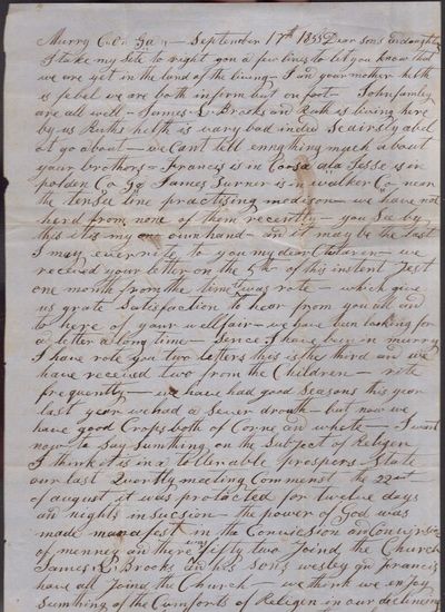 Murray County, Georgia: n/a, 1855. Letter. Good. Letter. Approx. 13