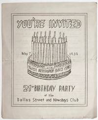 image of You're Invited. May 7, 1939. 21st Birthday Party at the Dallas Street and Newsboys Club
