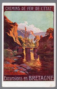 image of 1908 French Railway Excursions "Bretagne" Art Postcard