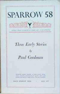 image of Sparrow 58: Three Early Stories by Paul Goodman