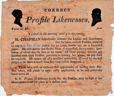 [Advertising Handbill] - Correct Profile Likenesses ....