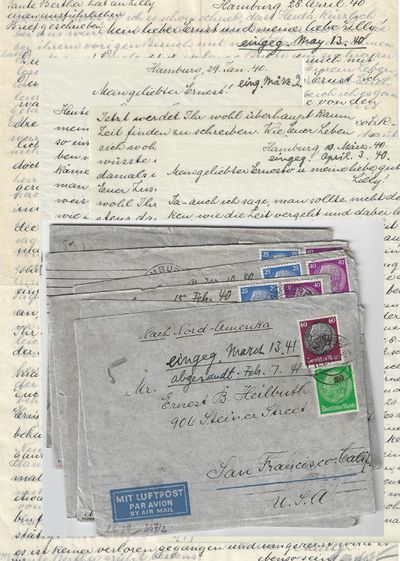 1940-1941 – Archive of letters from a Jewish mother in Hamburg, Germany to her son in San Francisco which stopped shortly before she was sent to the Theresienstadt concentration camp where she would die before the end of World War II