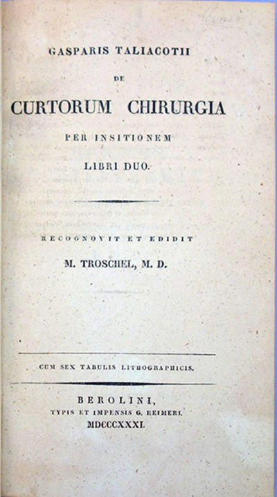 De curtorum chirurgia. Recognovit et edidit M. Troschel