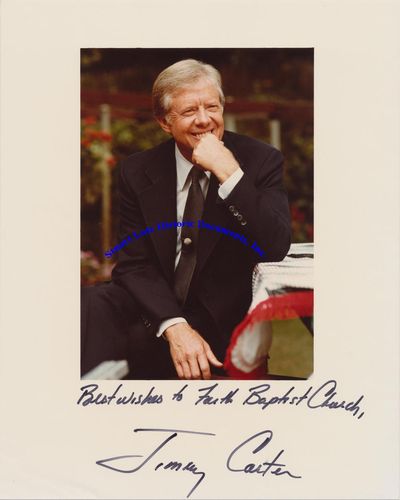 Jimmy Carter Inscribes A Photograph To The Faith Baptist Church