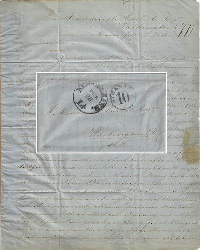 1856 – Letter from an American in Mexico to prominent lawyer in Washington seeking assistance in resolving a claim in the turmoil that followed the overthrow of the dictator, Santa Anna, and suggesting the only way to resume order was for the “Anglo-Saxon race” to take control