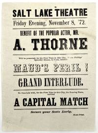 Handbill Advertising Salt Lake Theatre Benefit Performance for A. Thorne
