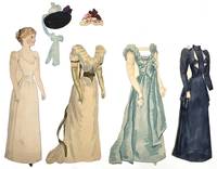 Handmade 7" Paper Doll -- 1890s Upper Class Blonde Beauty with Three (3) Outfits and Two (2) Hats