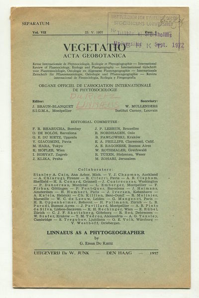 Linnaeus as a phytogeographer. Separatum [ur]…