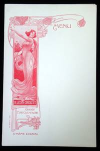Art Nouveau Blank Advertising Menu Sheets, B. Leon Croizet Grande Fine Champagne and St. Meme Cognac, ca. 1900