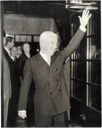 Charlie Chaplin Press Photograph Close-up Waving Outside the Savoy Hotel 1952 by Charlie Chaplin - 1952