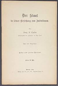 cover of Der Staat in seiner Beziehung zum Individuum. Erstes und zweites Tausend