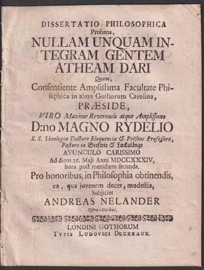 Dissertatio philosophica probans, nullam unquam…