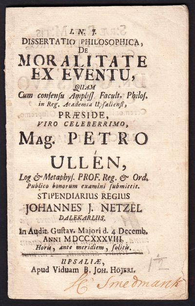 Dissertatio philosophica, de moralitate ex eventu…