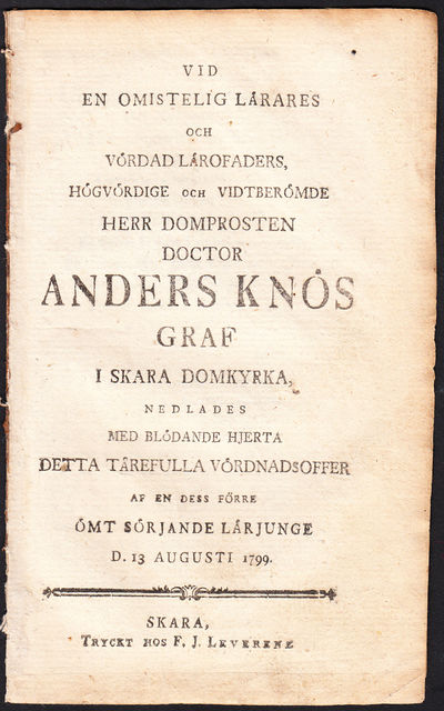 Vid en omistelig lärares och vördad lärofaders,…