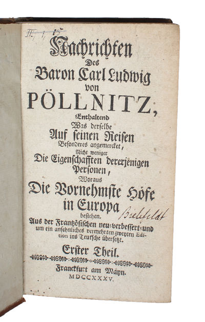 Nachrichten des Baron.... von Pöllnitz,…