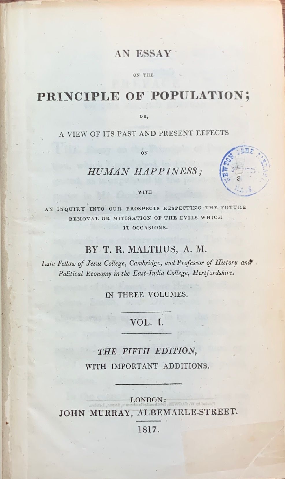 ビジネス・経済 AN ESSAY ON THE PRINCIPLE OF POPULATION An Essay on the Principle of Population: Malthus, T. R.