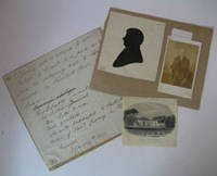 Single page manuscript note, original hand painted silhouette, carte vista portrait, and engraving of Earlham Hall by GURNEY, Joseph John . ( 1788-1847 )