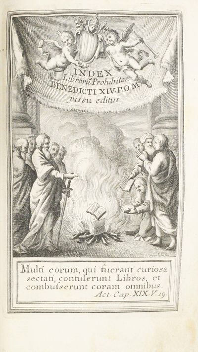 Index Librorum Prohibitorum et Expurgandorum novissimus (1667), bound with Index Librorum Prohibitorum Alexandri VII (1667); Index Librorum Prohibitorum Ssmi D.N. Benedicti XIV (1758), bound with Indicis Novissimi Librorum Prohibitorum Appendix (1763) [Index of Prohibited Books]