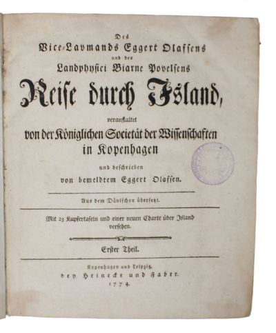 Reise durch Island, veranstaltet von der Königlichen Societät der Wissenschaften in Kopenhagen und beschrieben von bemeldtem Eggert Olafsen. Aus dem Dänischen übersetzt. Mit 25 (und 26) Kupfertafeln und einer neuen Charte von Island versehen. Erster -... (photo 3)